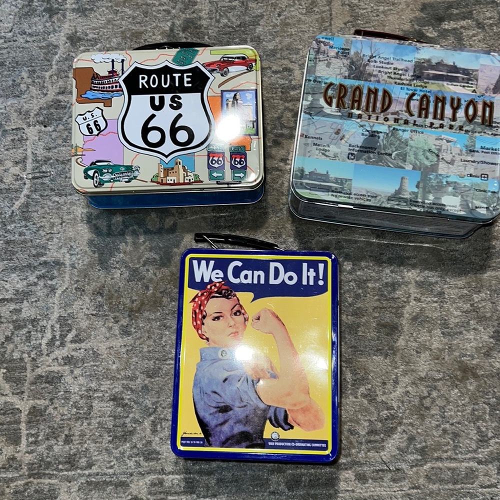 3 metal lunch boxes